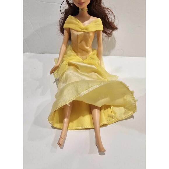 Lot of 2 Vintage Disney Belle Beauty & the Beast Barbie Doll Yellow Dress FLAWS - Picture 9 of 16
